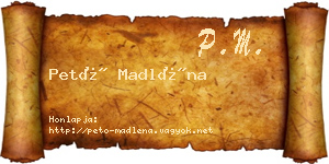 Pető Madléna névjegykártya